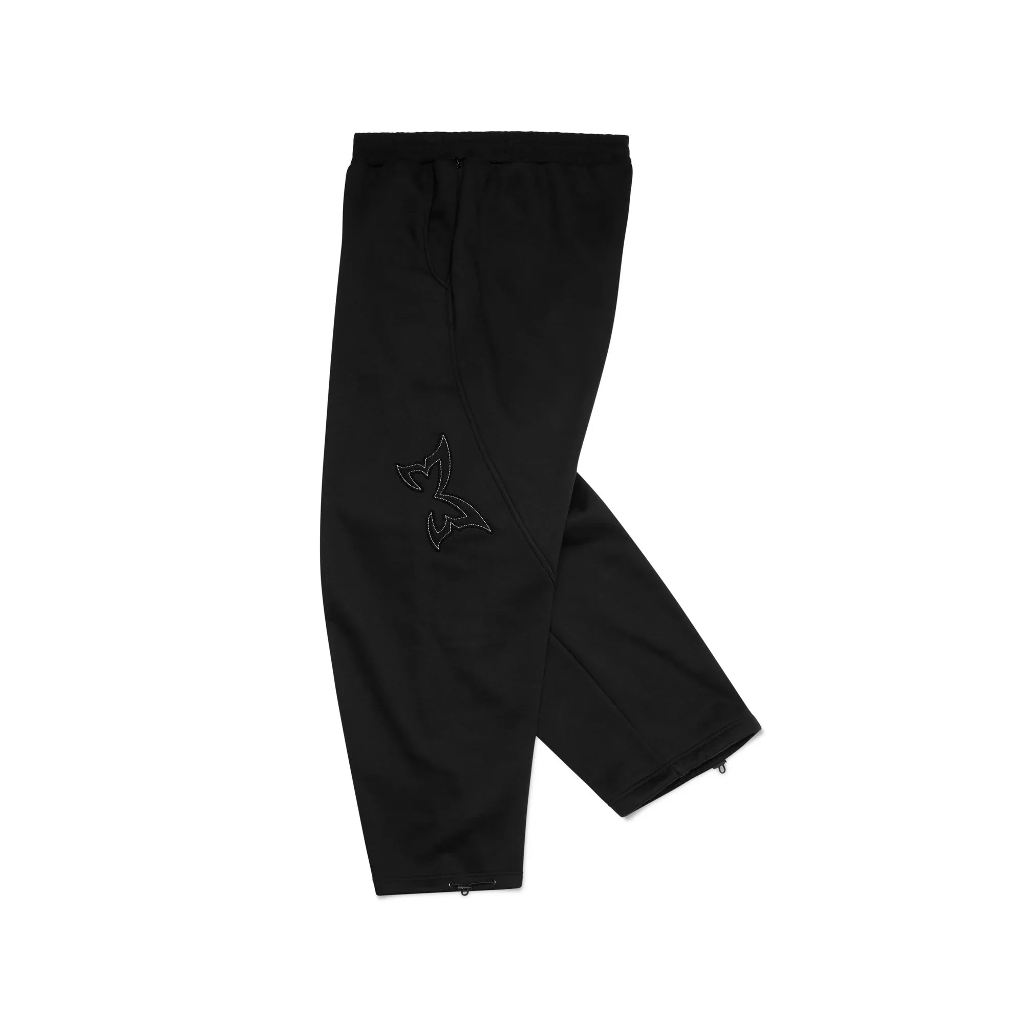 Black pants with a logo on a white background