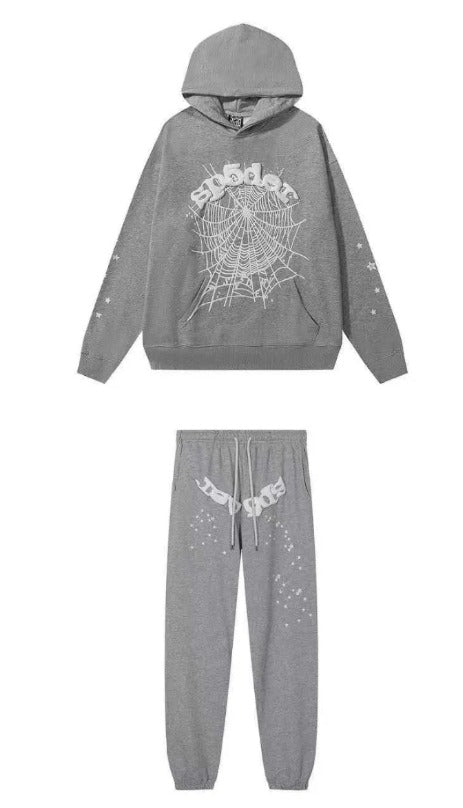 Grey Spider Web Tracksuit Set